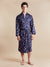 Lightweight Men's Dressing Gown front model photo - Gekko Navy | Bown of London
